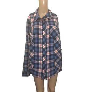 Torrid Navy and Red Plaid Shirt